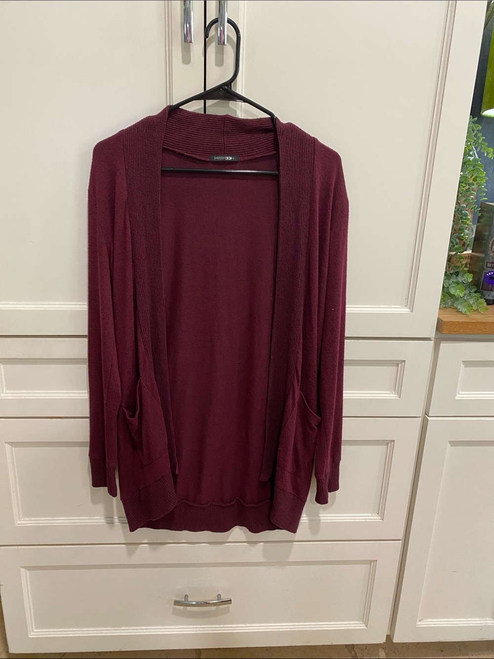 Papermoon Burgundy Open-Front Cardigan